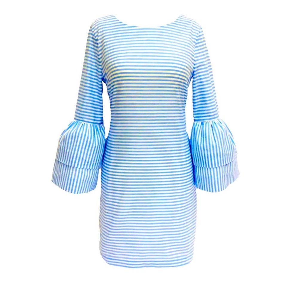 English Factory | Blue Striped | Bell Sleeve Mini Dress | XS